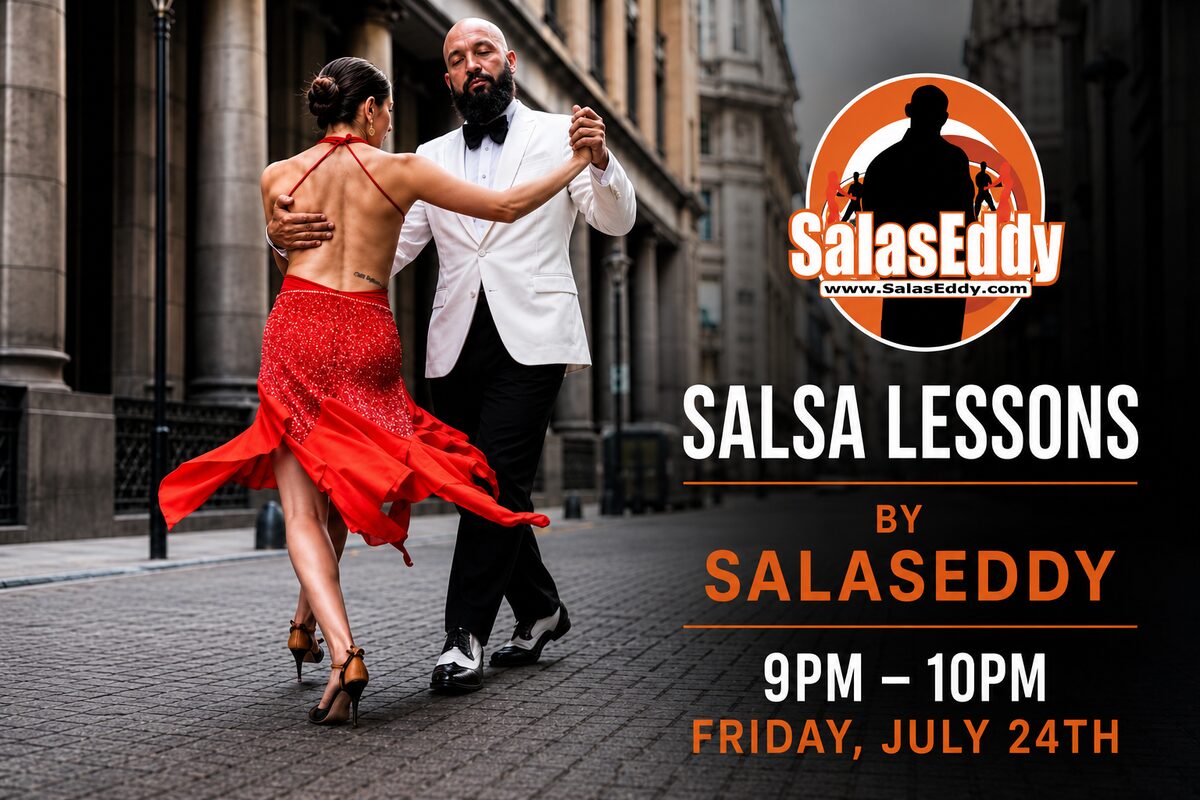 SalsaEddy — free salsa lessons Friday, July 24, 9–10 PM